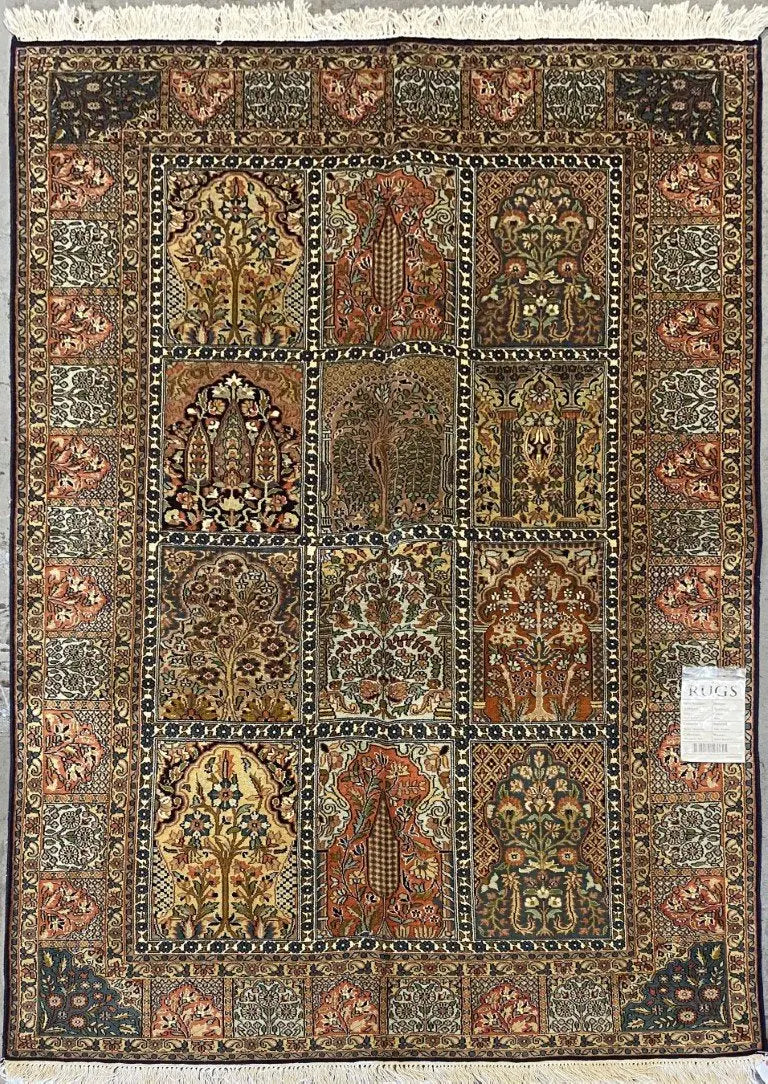 One Of The Kind Kashmiri Hand-Knotted Silk Rug 6'2'' x 3'11"